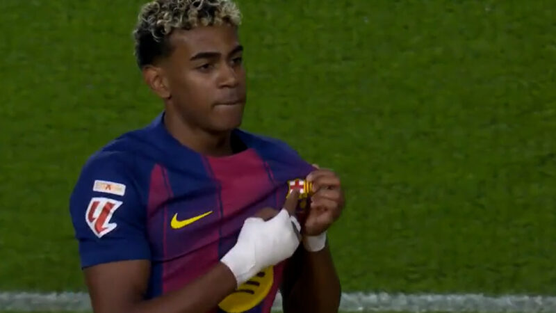 گل اول بارسلونا به الچه توسط یامال