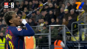 گل دوم بارسلونا به ویارئال توسط یامال