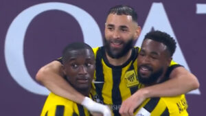 گل اول الاتحاد به نسف قارشی توسط کریم بنزما