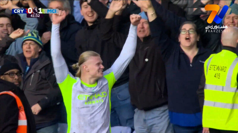 گل اول منچسترسیتی به کریستال‌پالاس توسط ارلینگ هالند