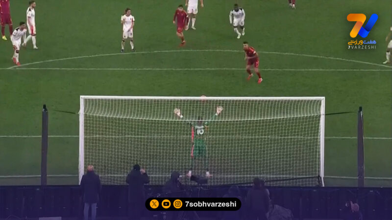 گل اول آاس رم به میلان از روی نقطه پنالتی توسط لورنزو پلگرینی