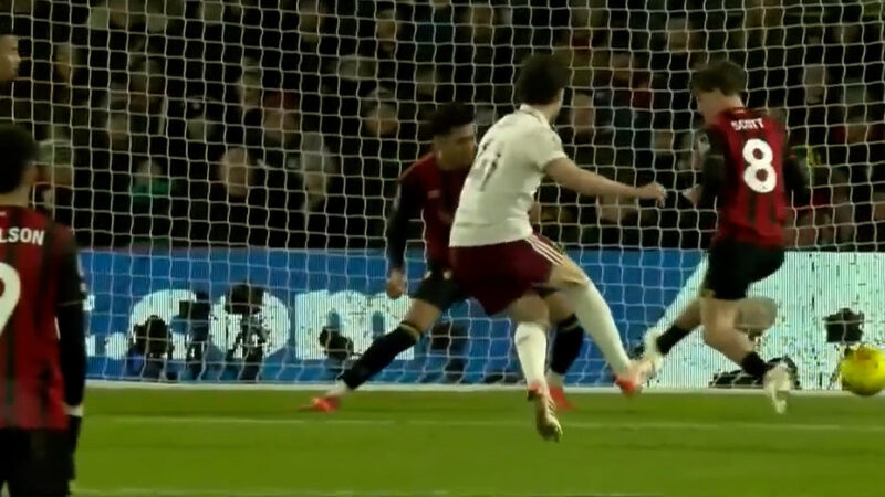 گل سوم آرسنال به بورنموث توسط دکلان رایس