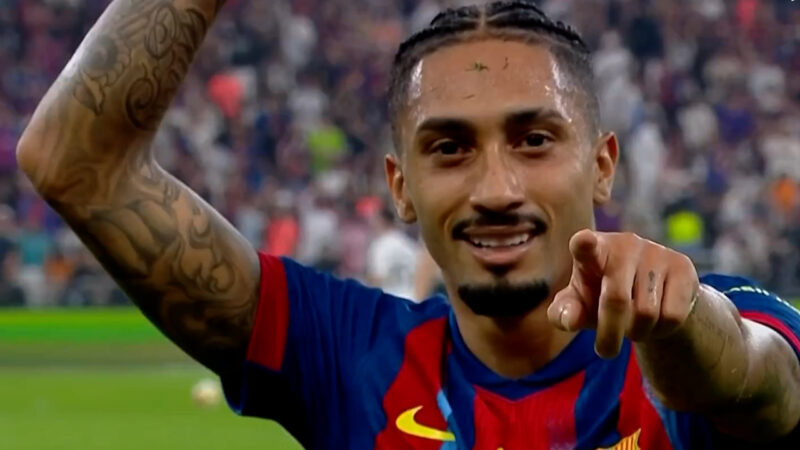 گل سوم بارسلونا به رئال مادرید با دبل رافینیا