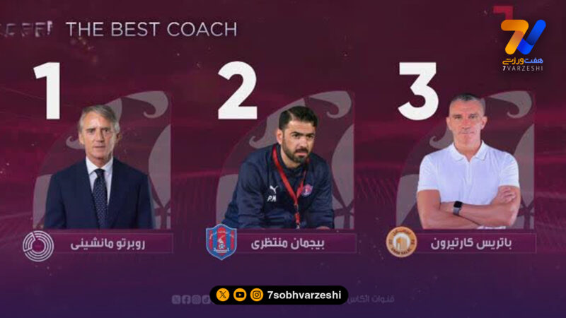 پژمان منتظری کنار مانچینی و پاتریس کارترون نامزد جایزه مربی هفته