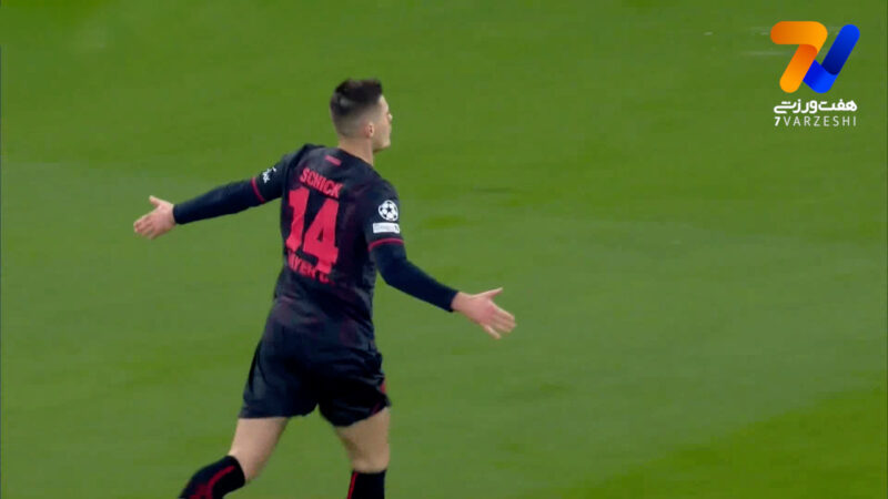 گل اول بایرلورکوزن به المپیاکوس توسط پاتریک شیک